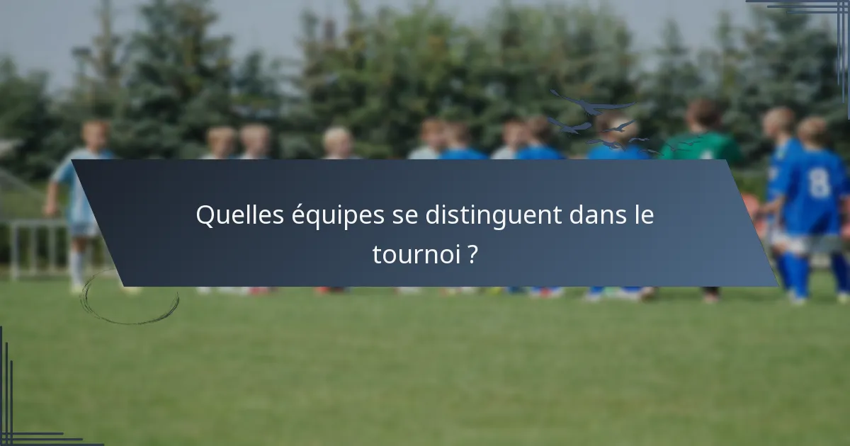Quelles équipes se distinguent dans le tournoi ?